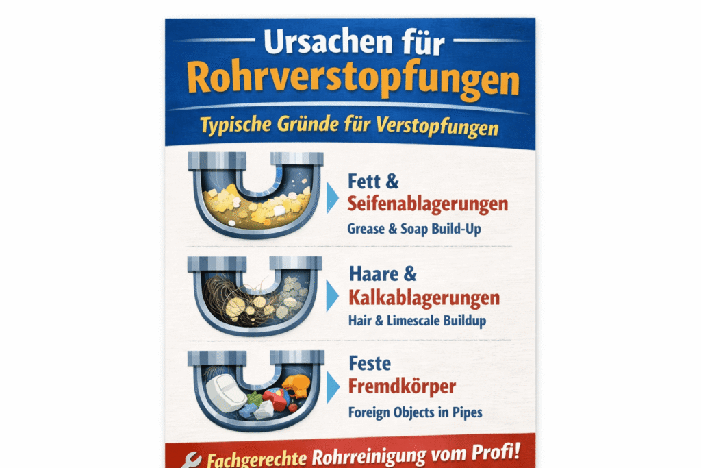 Ursachen für Rohrverstopfung in Rahlstedt – Fett, Haare und Fremdkörper im Rohr