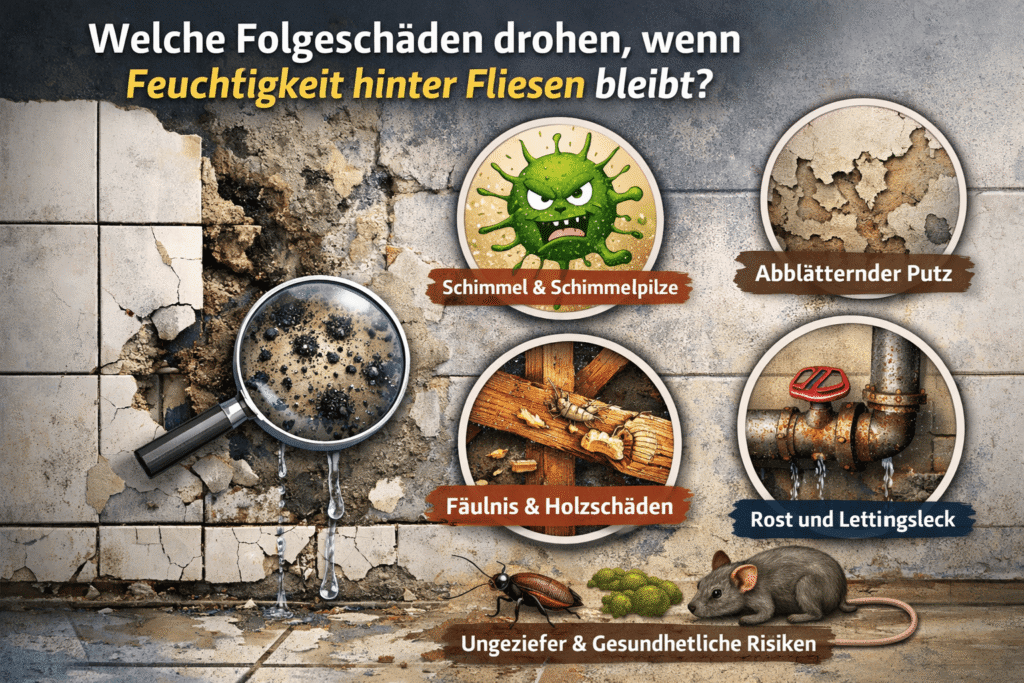 Feuchte hinter Fliesen führt zu Schäden