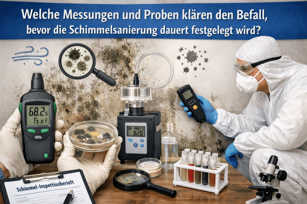 Schimmelprüfung mit Messungen und Proben neu