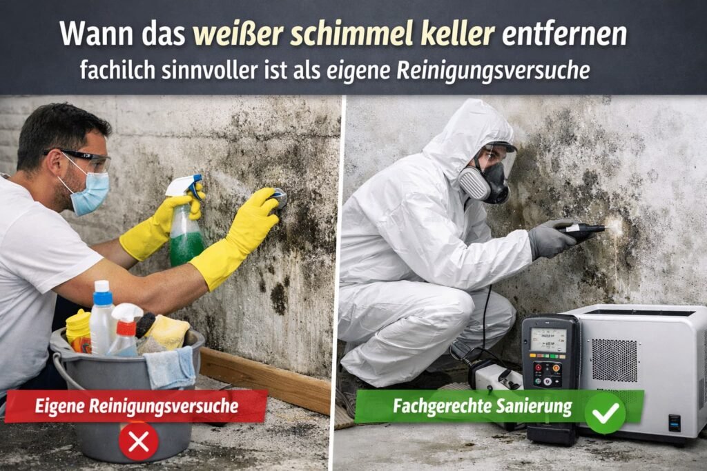 Wann das weißer schimmel keller entfernen fachlich sinnvoller ist als eigene Reinigungsversuche