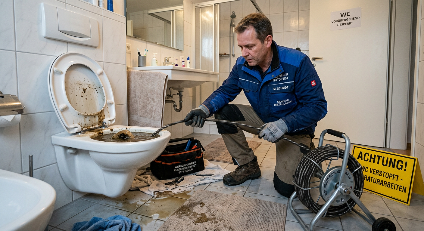 wc verstopft klempner