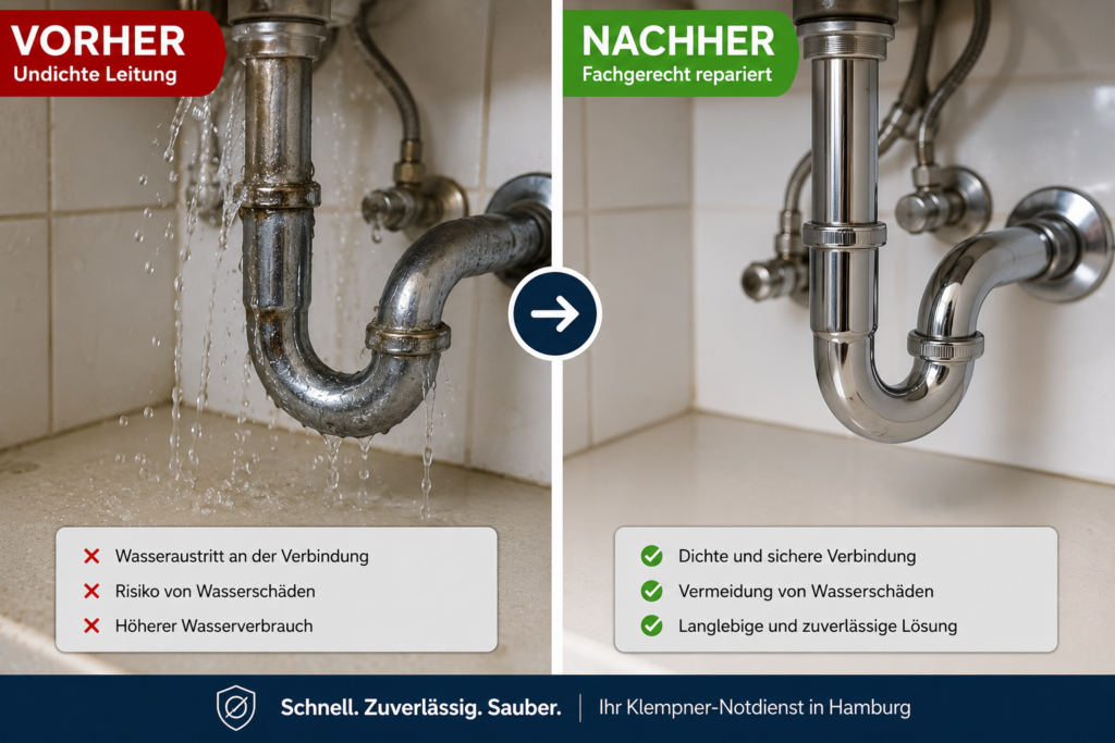 Klempner Bergedorf – Vorher und Nachher einer professionellen Rohrreparatur